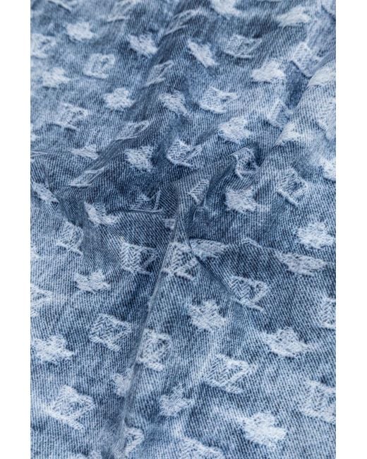 DSquared² Blue Monogram Distressed Foulard for men