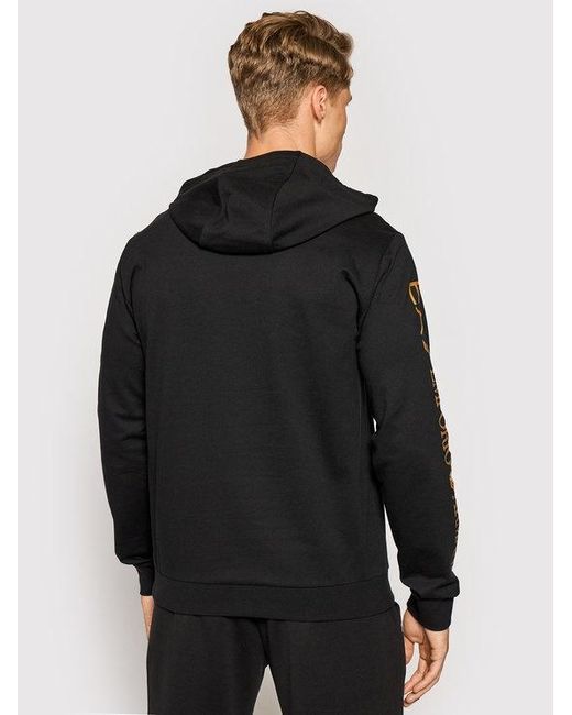 EA7 Black Logo-Print Hoodie for men