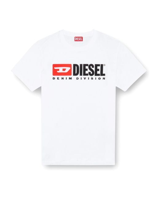 DIESEL White T-Boxt-Div Logo Printed T-Shirt for men