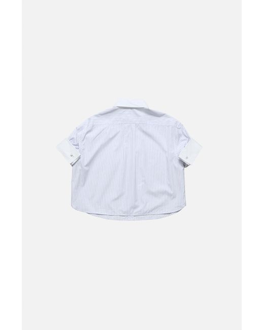 Acne White Short-Sleeved Striped Button-Up Shirt