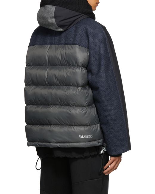 Valentino Blue Contrast Hooded Jacket for men