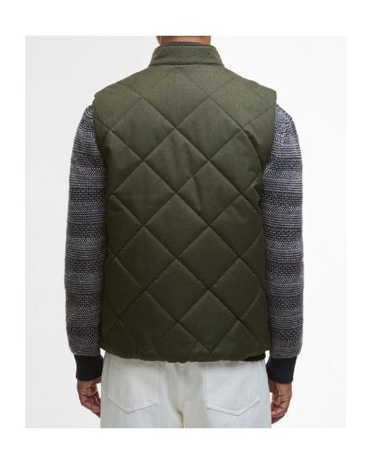 Barbour Green Stand-Up Collar Zip-Up Vest for men