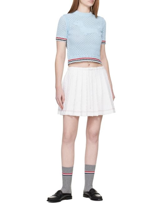 Thom Browne Blue Hector Pointelle Knitted T-Shirt