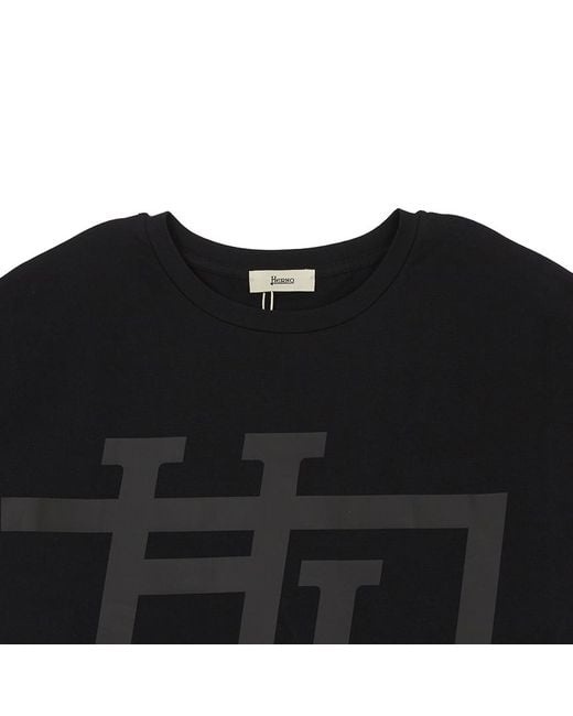 Herno Black Printed Graphic T-Shirt