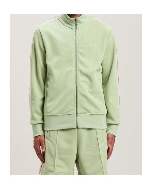 Palm Angels Green Logo Embroidered Track Jacket for men