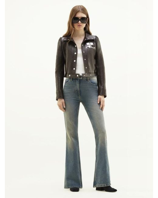 Courreges Black Courrèges Vinyl Straight Hem Cropped Jacket