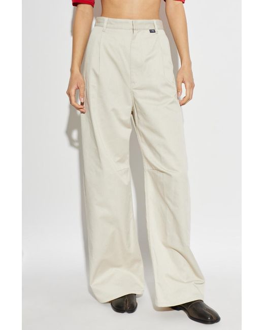 MM6 by Maison Margiela White Wide-Leg Logo Patch Trousers