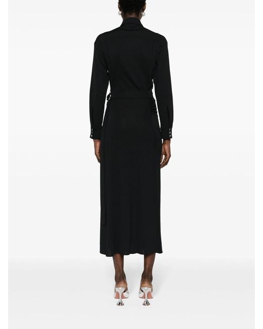 Rabanne Black Ruched Straight Hem Wrap Dress