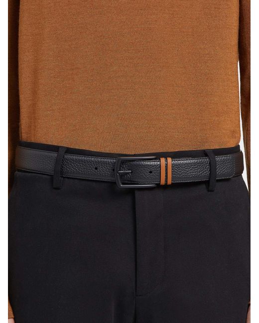 Zegna Multicolor Stripe Detailed Buckle Belt for men