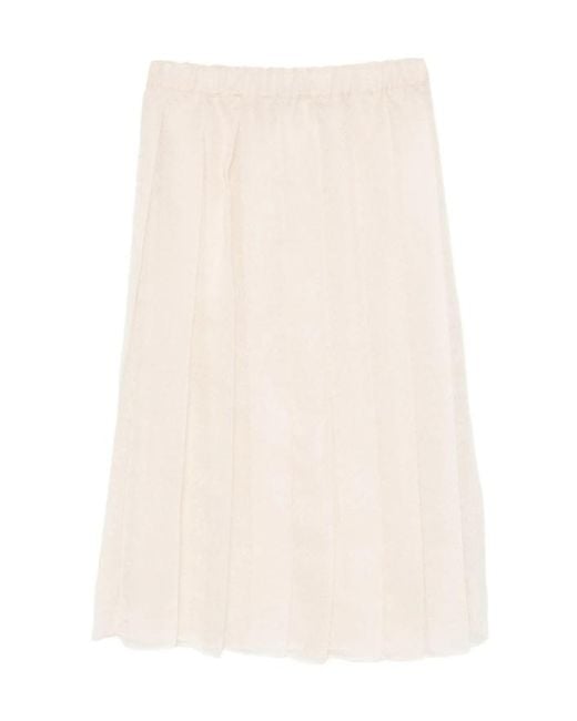 Fabiana Filippi Natural Pleated Midi Skirt