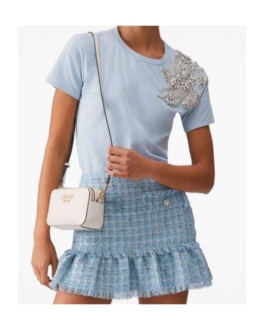 Liu Jo Blue Embellished Crewnewck T-Shirt