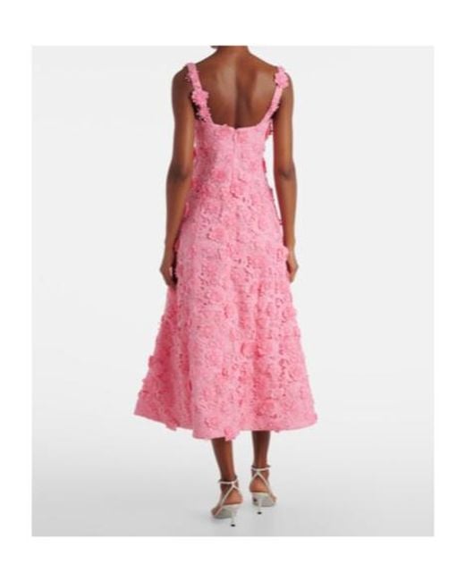 Leo Pink Odette Floral Lace Midi Dress