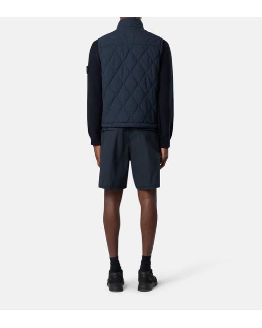 Stone Island Blue Padded Vest With Soft Feel And Anti-Drop for men