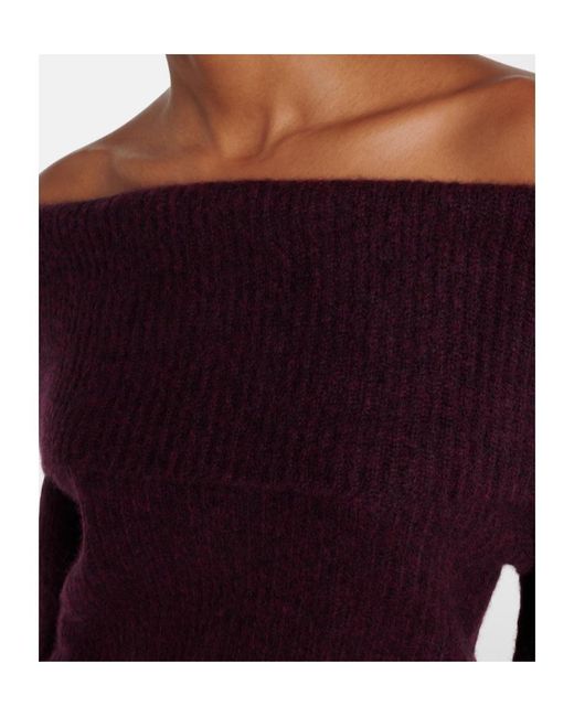 Jardin Des Orangers Purple Off-Shoulder Cashmere And Silk Sweater