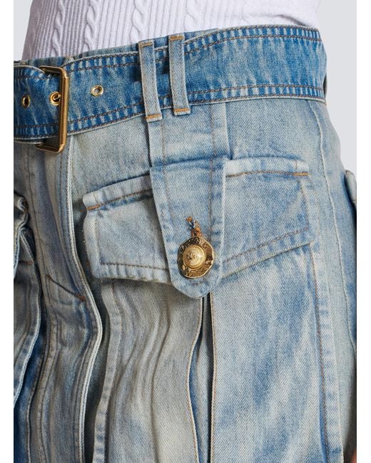 Balmain Blue Belted Skirt