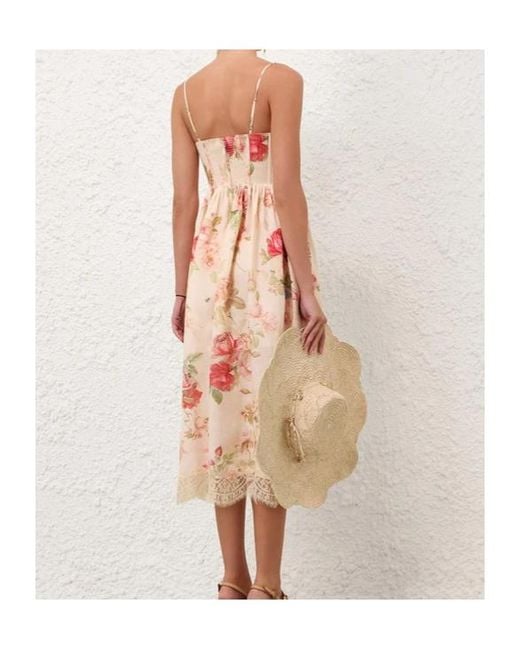 Zimmermann Pink Roselight Picnic Midi Dress