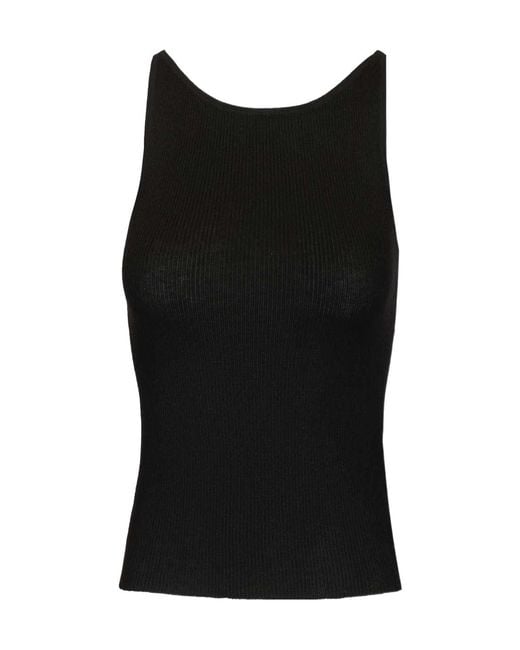Lisa Yang Black Lynette Ribbed Slim Top