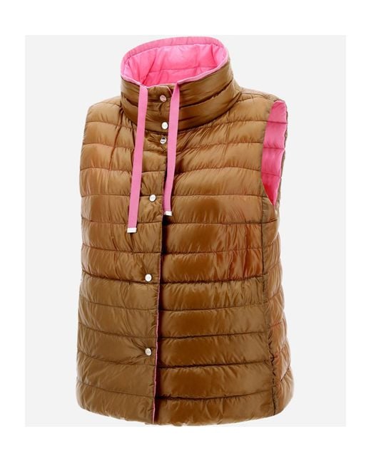 Herno Pink High-Neck Drawstring Reversible Padded Gilet