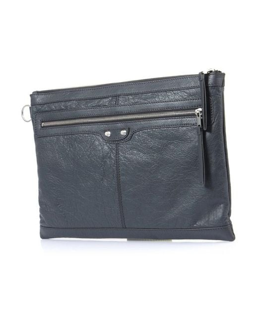 Balenciaga Black Dark Zipper Logo Handbag for men