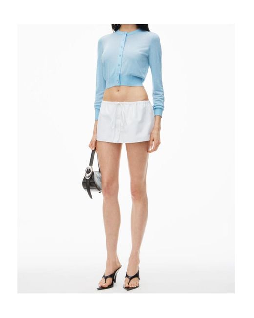 Alexander Wang Blue Crystal Heat-Set Trim Cardigan
