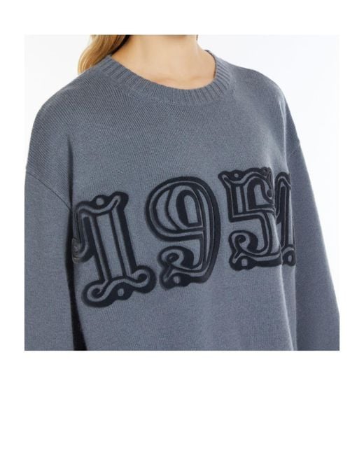 Max Mara Blue Fido Crewneck Long-Sleeved Jumper