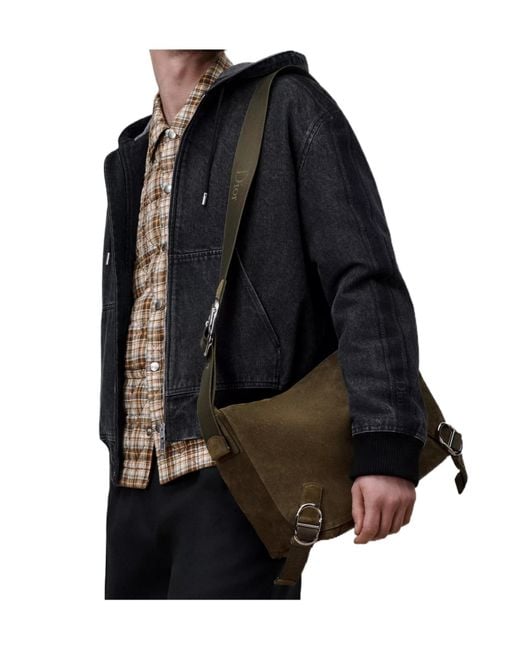 Dior Black Medium Jett Messenger Bag With Flap for men