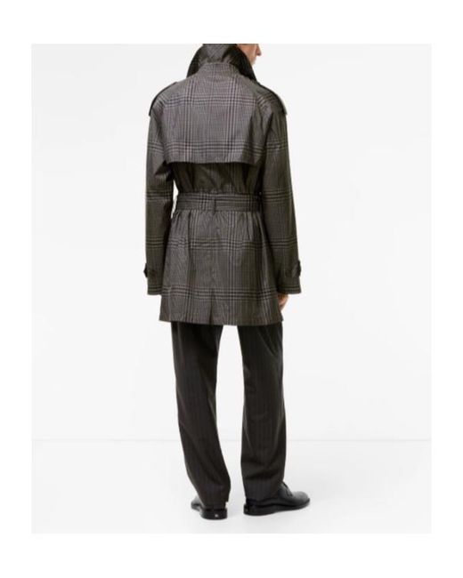 Burberry Gray Mid-Length Silk Leadenham Trench Coat for men