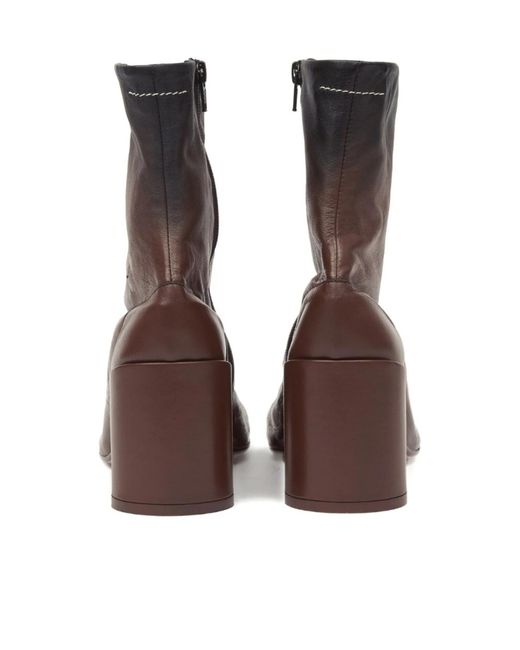 MM6 by Maison Margiela Brown Zip-Up Ankle Boots