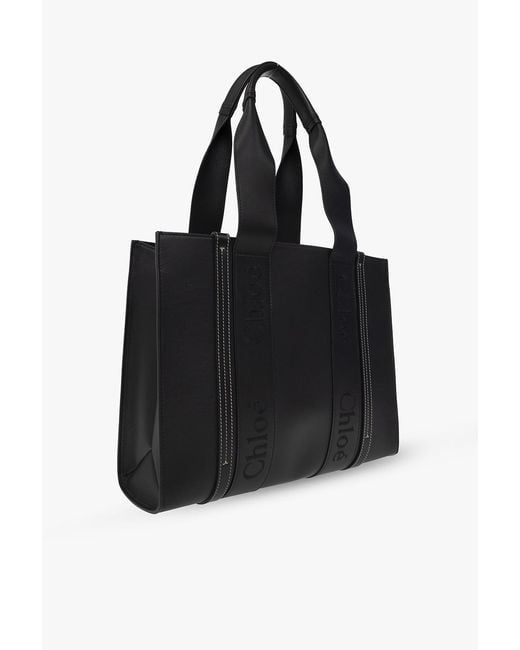 Chloé Black Chloé Woody Medium Shopper Bag