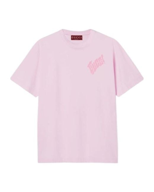 Gucci Pink Cotton Jersey T-Shirt With Logo for men