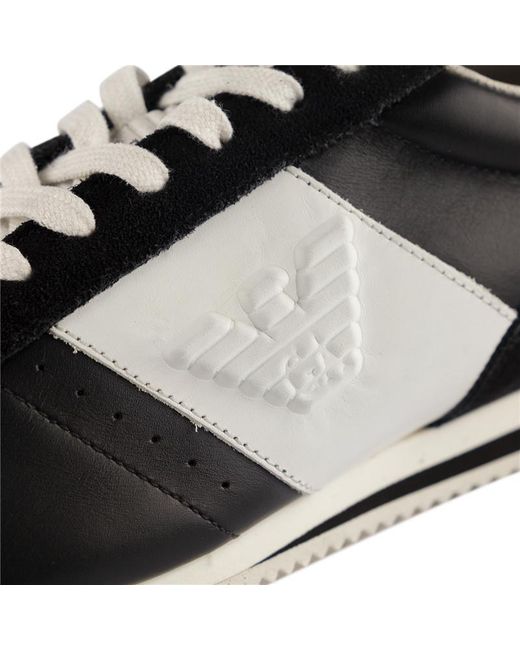 Emporio Armani Black Contrast-Color Lace-Up Casual Sneakers for men