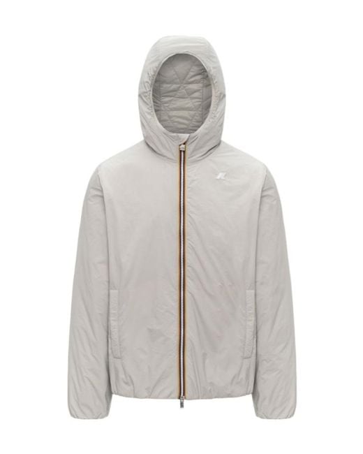 K-Way Gray Plain Hooded Jacket for men