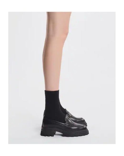 Hogan Black Round Toe Chunky Loafers