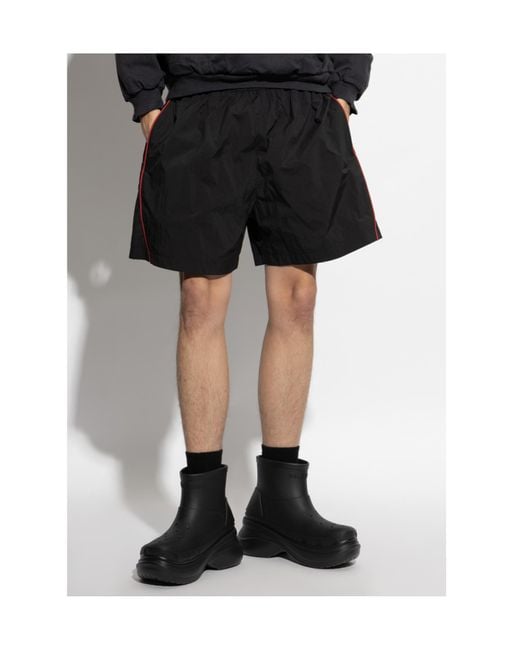 Balenciaga Black Logo Embroidered Tracksuit Shorts for men