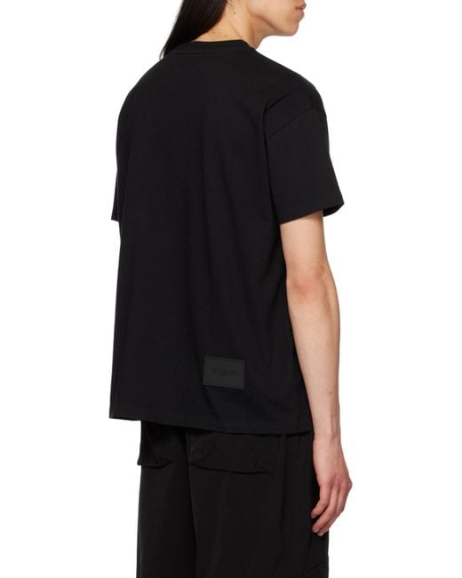 we11done Black Logo-Print Cotton T-Shirt for men