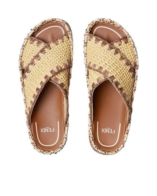 Fendi Brown Ff Motif Large Intersecting Bands Sandals