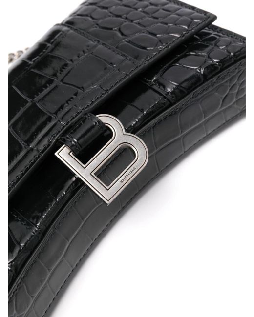 Balenciaga Black Hourglass Embossed Chain Wallet