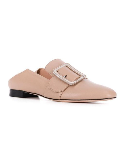 Bally Pink Buckled Leather Loafers
