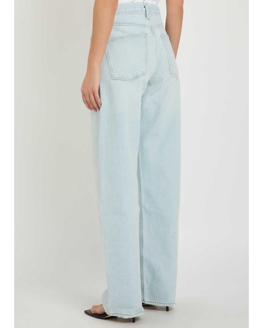 Agolde Blue Solid Color Wide-Leg Jeans