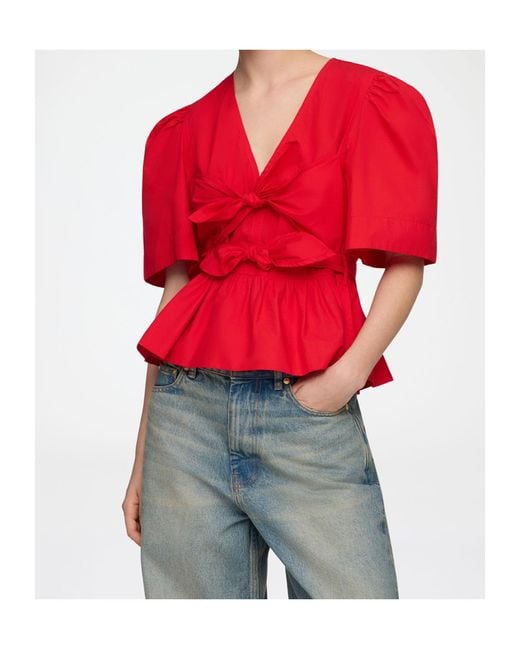 Ganni Red Blouse