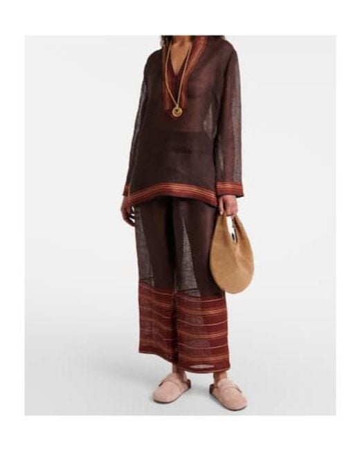 Tory Burch Purple Sheer Linen Kaftan