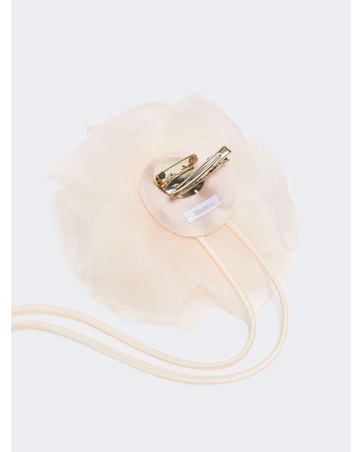 Max Mara White Mxario Floral-Appliqué Brooch
