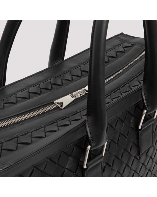Bottega Veneta Black Intrecciato Briefcase for men