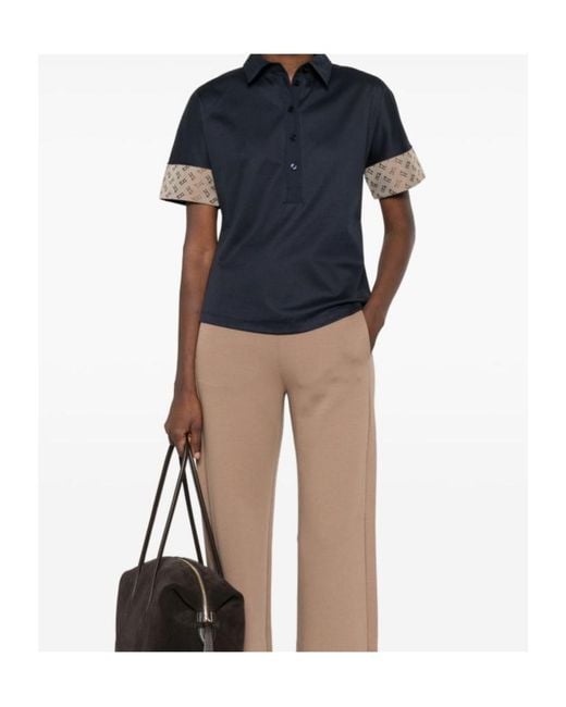 Herno Blue Jacquard Trim Polo Top