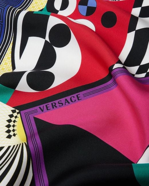 Versace White 'Theatre' Print Silk Scarf for men