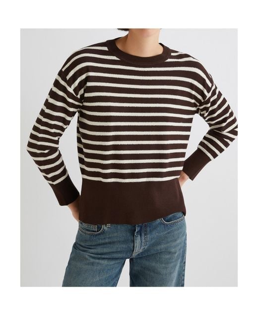 Marella Black Striped Bouclé Sweater