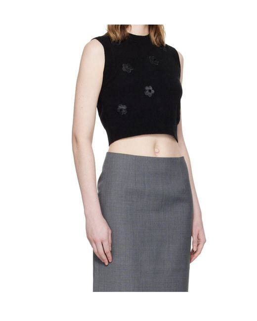 CECILIE BAHNSEN Black Floral-Appliqué Vest