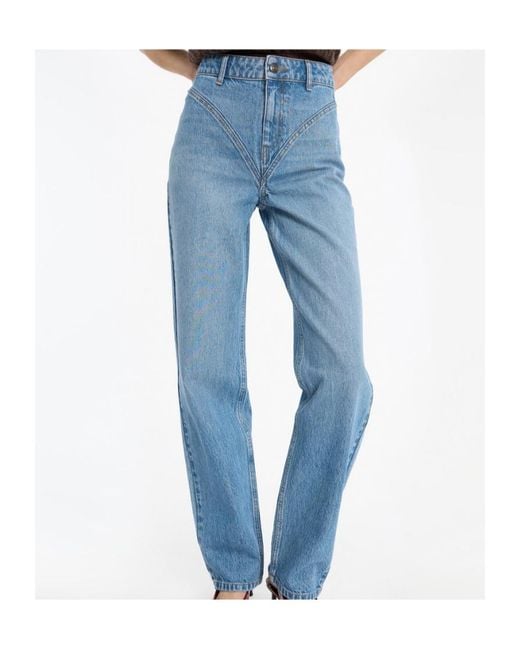 ROTATE BIRGER CHRISTENSEN Blue High Waist Cutline Jeans