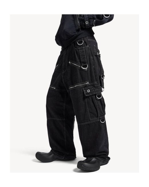 Balenciaga Black D-Ring Cargo Pants for men