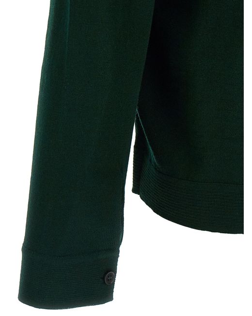 Roberto Collina Green Shirt-Collar Button Cardigan for men
